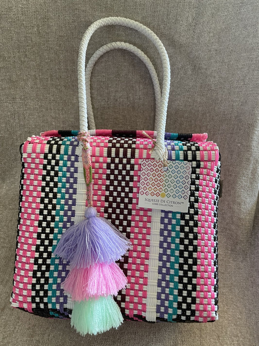 Squeeze de Citron Small Box Bag - Multi Color w/ White Handles