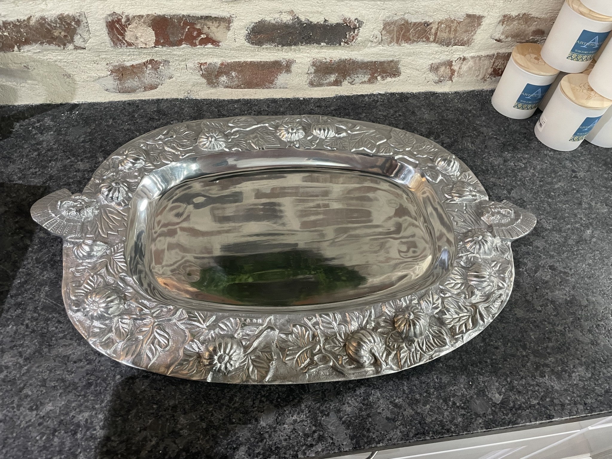 Large Turkey Serving Tray, Aluminum