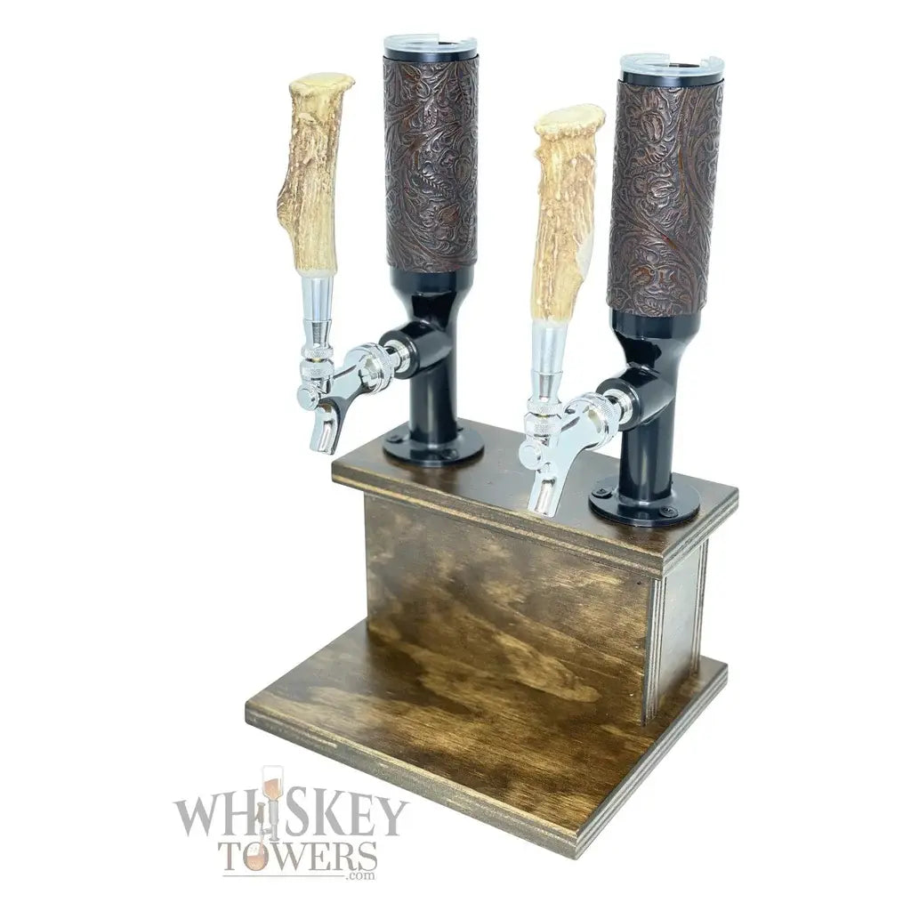 Bar Works Antler Tooled Leather Beverage Dispenser