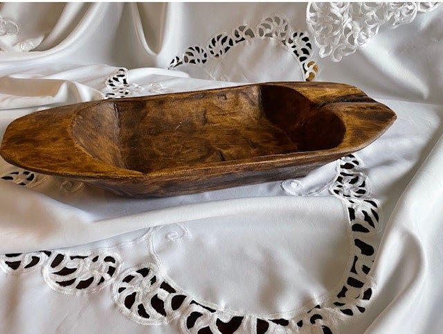 Hand carved dough bowl, medium, no handle