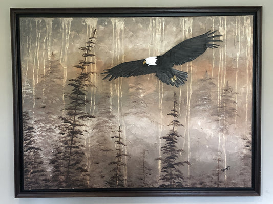 Michael W. Thompson Painting "Eagle on High" - 30"x40", Acrylic, Framed