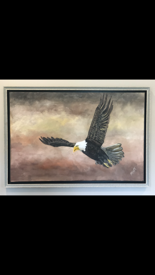 Michael W. Thompson Print "Eagle in the Storm"- 18x24, matted and framed