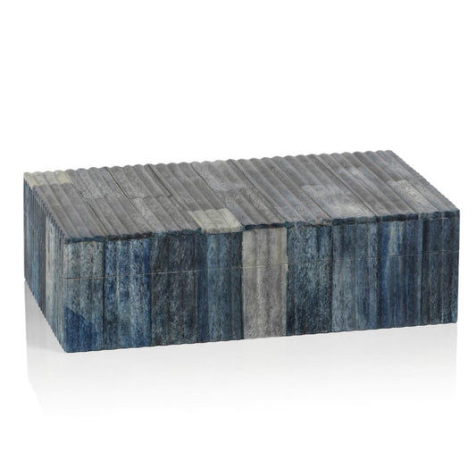 Zodax Biarritz Ribbed Blue Inlaid Box