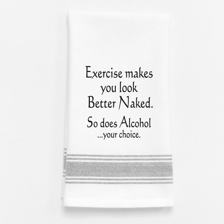 Wild Hare Exercise Better Naked Tea Towel