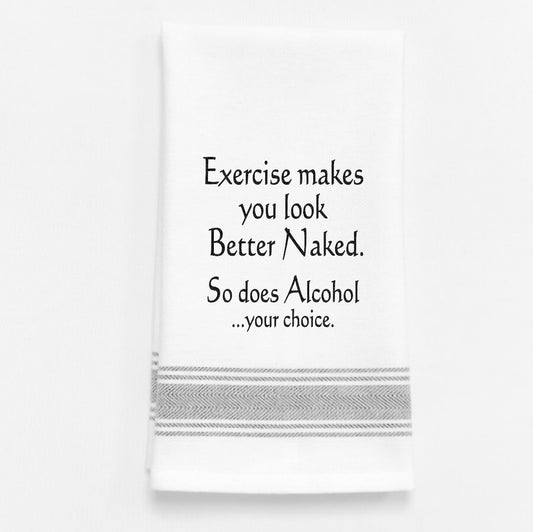 Wild Hare Exercise Better Naked Tea Towel