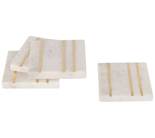 White Marble Coasters, Set of 4