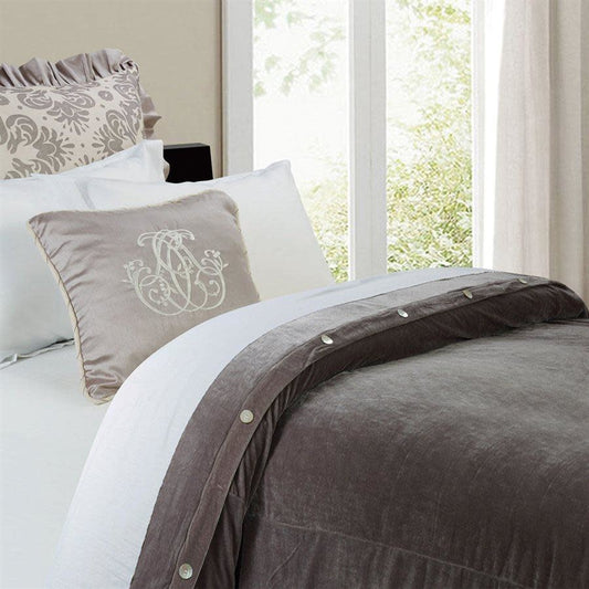 HIEND Gray Velvet Duvet Cover, Queen