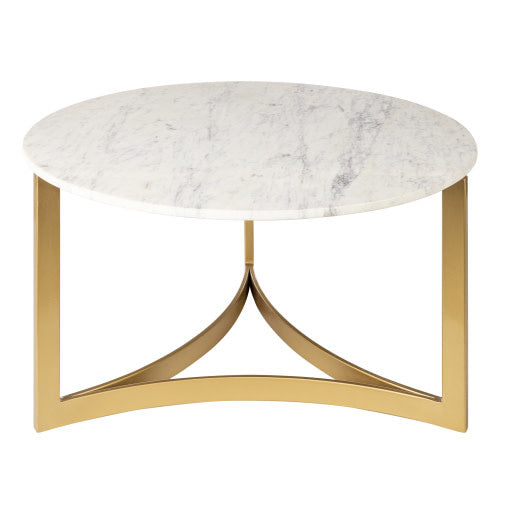 Surya Lismore Coffee Table, Brass and Marble, Round