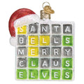 Old World Merry Words Glass Ornament