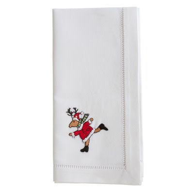 Embroidered Running Reindeer Napkin