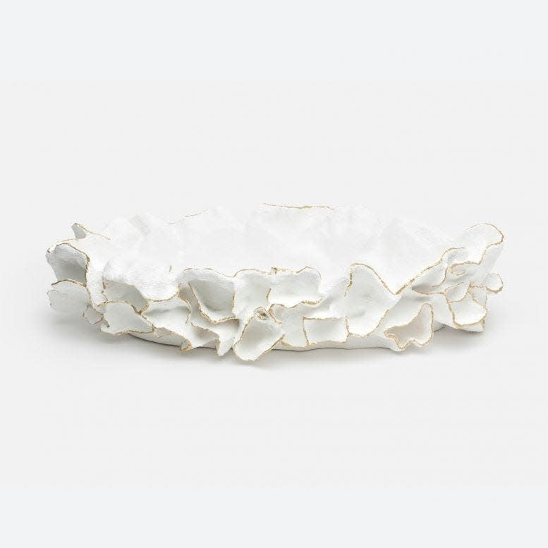 Made Goods Coco Tray White w/gold Faux Coral