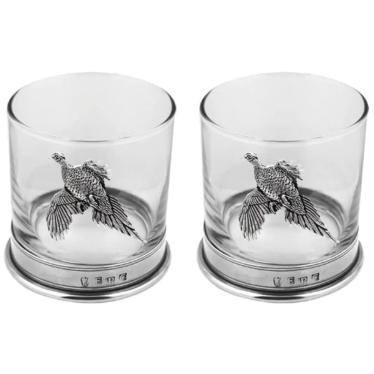 Pewter Pheasant DOF Glasses, Set of Two