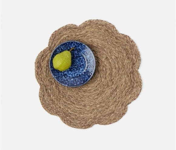 Blue Pheasant Vera Flower Raffia Placemats 4 Set