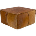 Surya Ranger II Leather and Hide Pouf, Brown