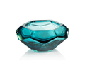 Zodax La Bohemia Hand Made Poloshed Cut Glass Bowl, Sea Blue