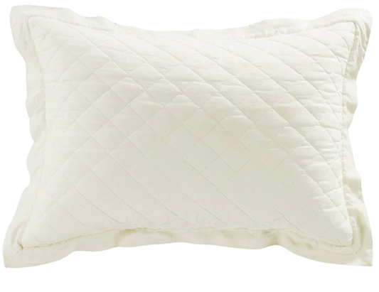 HIEND Quilted Linen Pillow Sham Standard Vintage White