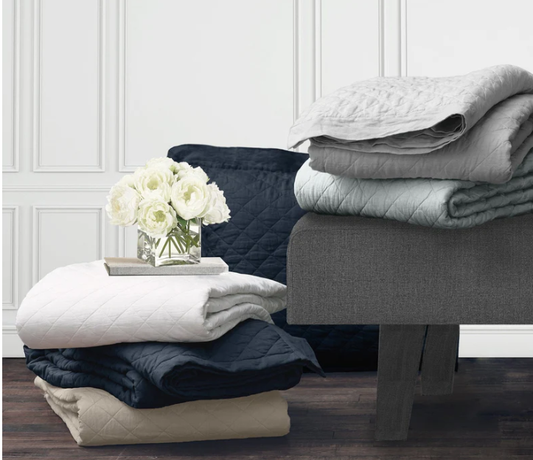 HIEND Linen Quilt Queen Vintage White