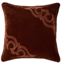 HiEND Boot Stitch Embroidered Silk Velvet Pillow, 22x22, Copper Brown