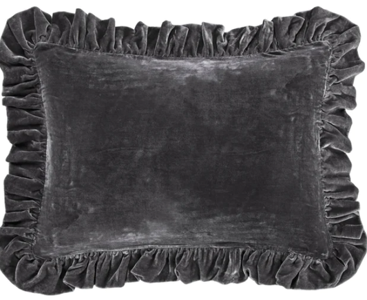 HIEND Oblong Faux Silk Velvet Pillow Slate 16x21