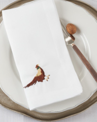 Saro Embroidered Pheasant Napkin 20 SQ