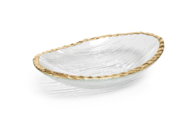 Zodax Textured Bowl with Jagged Gold Rim Small