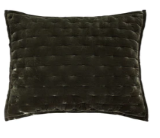 HiEnd Stella Faux Silk Velvet Pillow Sham, 21x27, Green Ochre