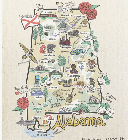 Wet-It Fish Kiss State of Alabama Cloth