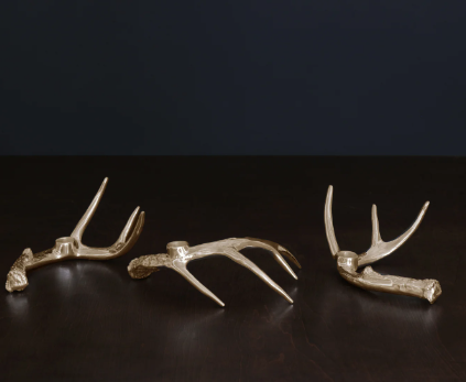 Beatriz Ball Western Antler Candlestick Gold Set of 3