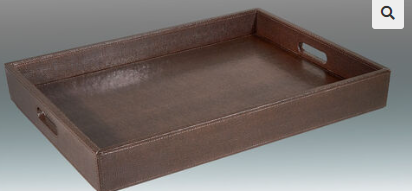 Tizo Designs Faux Leather Tray Brown 16x22