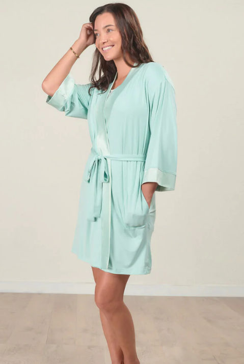 FPD Bamboo Kimono Robe Aqua Mist