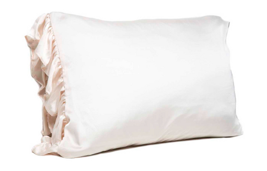 Bella Il Fiore Goodnight Gorgeous Ruffled Silky Pillowcase Ivory Standard