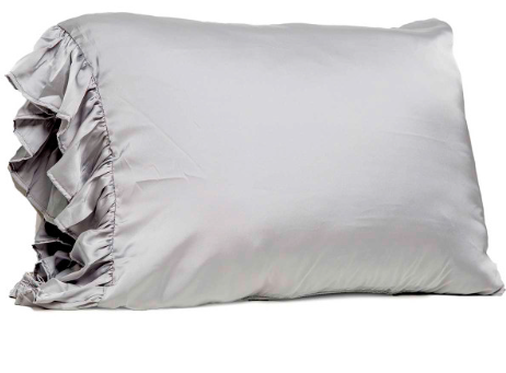 Bella Il Fiore Goodnight Gorgeous Ruffled Std Silky Pillowcase Gray