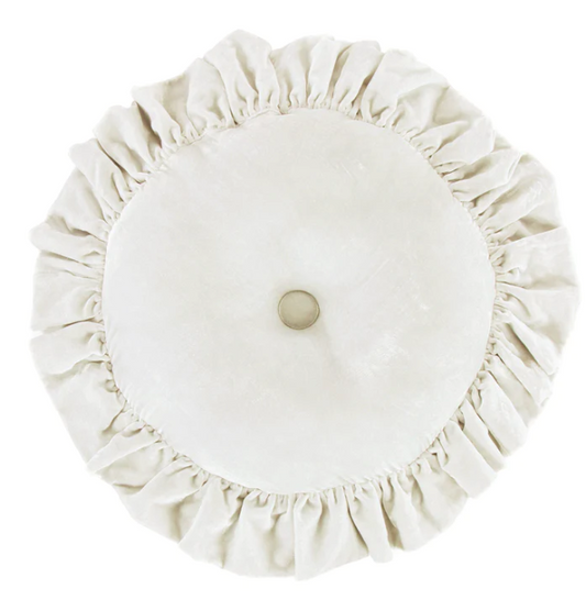 HIEND Stella Faux Silk Round Pillow 18"D Ruffle Stone