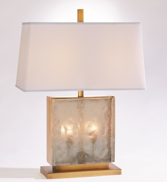 Cube Slab Table Lamp Antique Brass