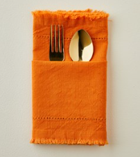 Tableau Orange Stonewashed Fringe Napkin