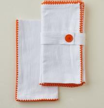 Tableau Orange Embroidered Edge Napkins set of 4