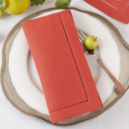 Saro Hemstitched Dinner Napkin Terracotta