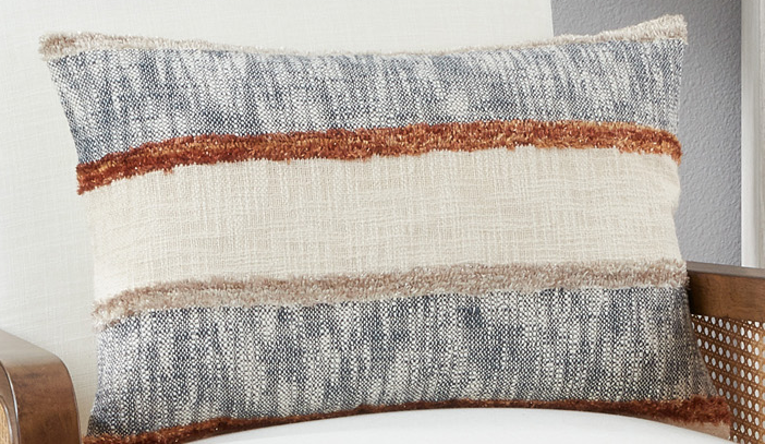 Saro Striped Metallic Pillow 16x24