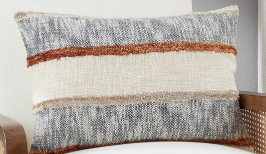 Saro Striped Metallic Pillow 16x24