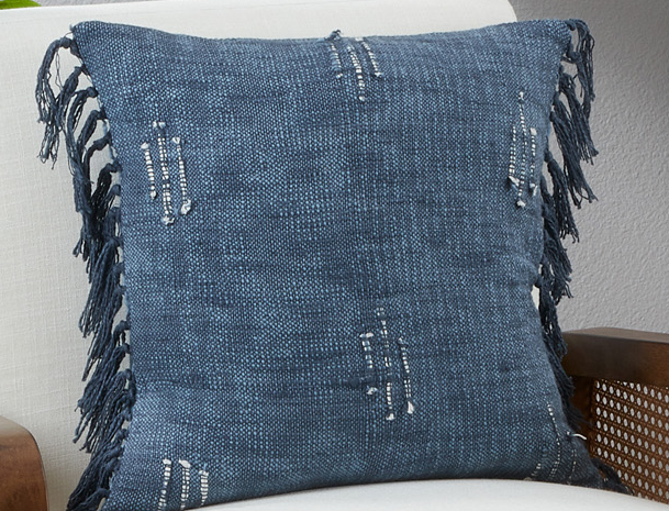 Saro Navy Stich Line Pillow Down Fill