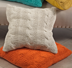 Saro Cable Knit Design Pillow Vanilla