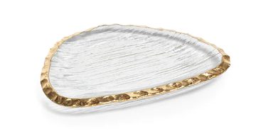 Zodax Textured Organic Shape Plate w/jagged gold rim