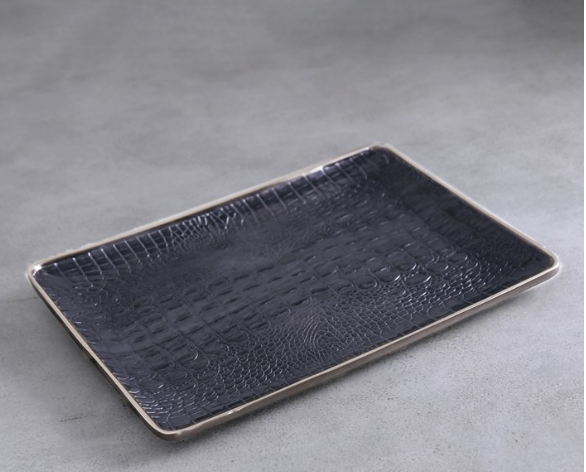 Beatriz Ball Thanni Croc Medium Tray Black & Gold