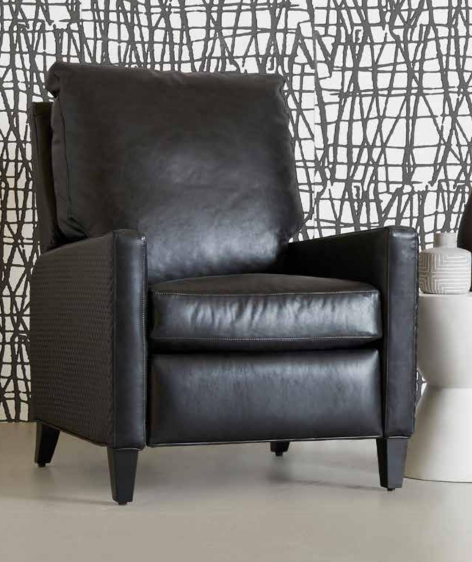 Klaussner High Leg Reclining Chair Durango Black Leather