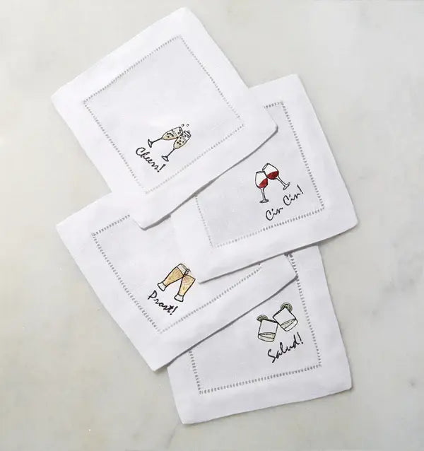 Cheers Cocktail Napkins, Set of Four