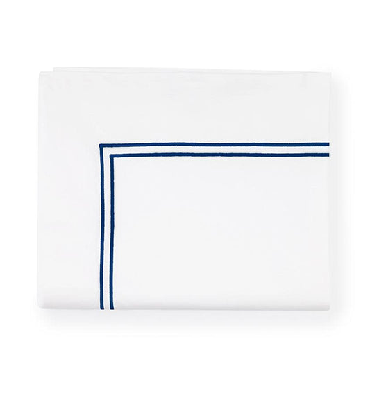 Sferra Grande Hotel Queen flat sheet, White/cadet