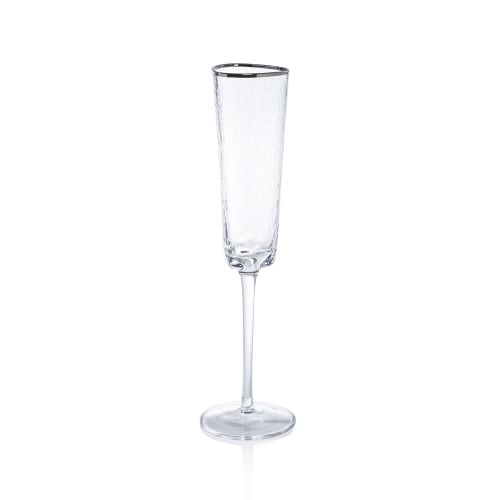 Aperitivo Triangular Champagne Flute, Clear with Platinum Rim