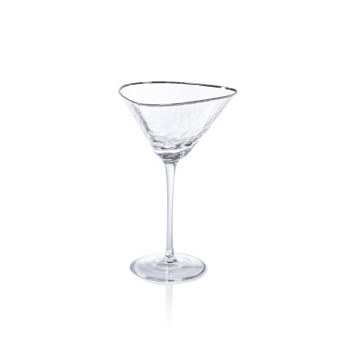 Aperitivo Triangular Martini Glasses with Platinum Rim