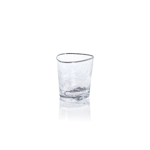 Aperitivo Triangular DOF Glass, Clear with Platinum Rim