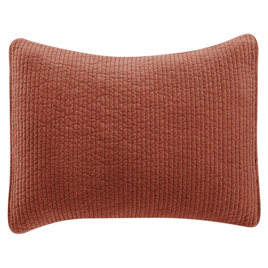 HIEND Stonewashed Cotton Quilted Velvet Sham Salmon